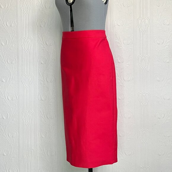 As new J. Crew pencil midi skirt in red/coral cotton blend size 10 - Picture 1 of 5